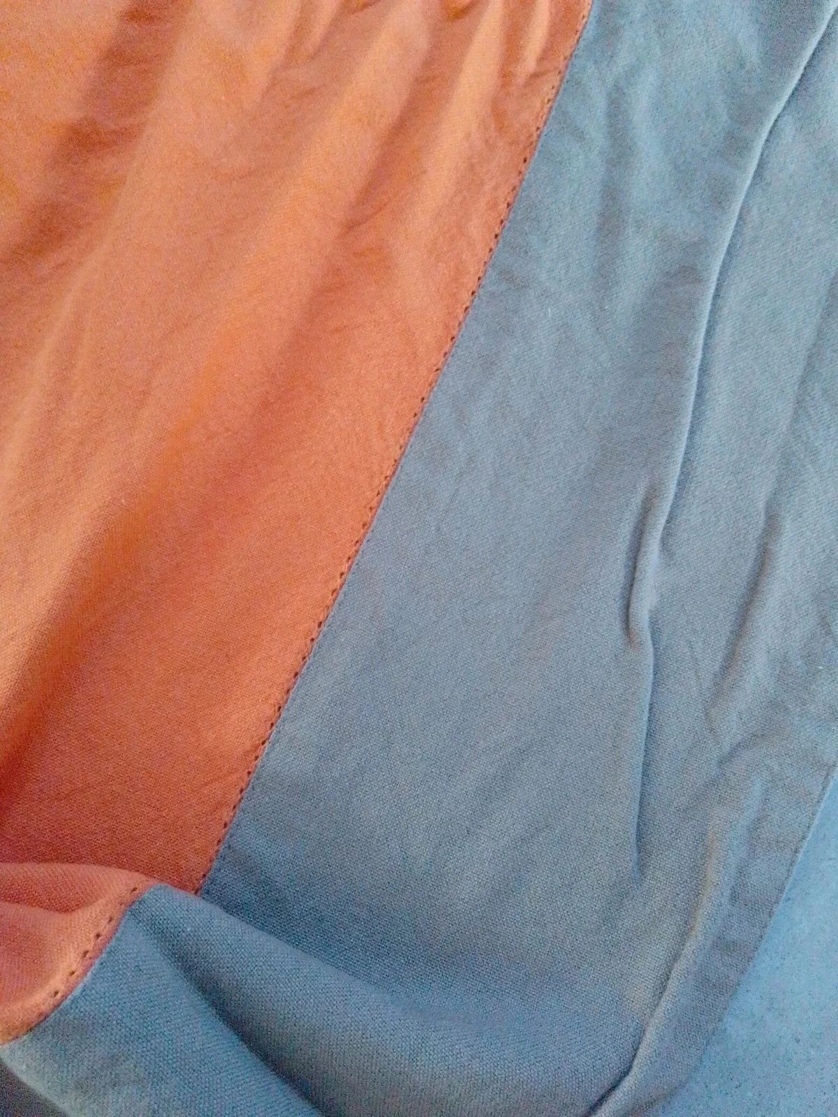Gran mantel de algodón naranja y color topo – photo 3